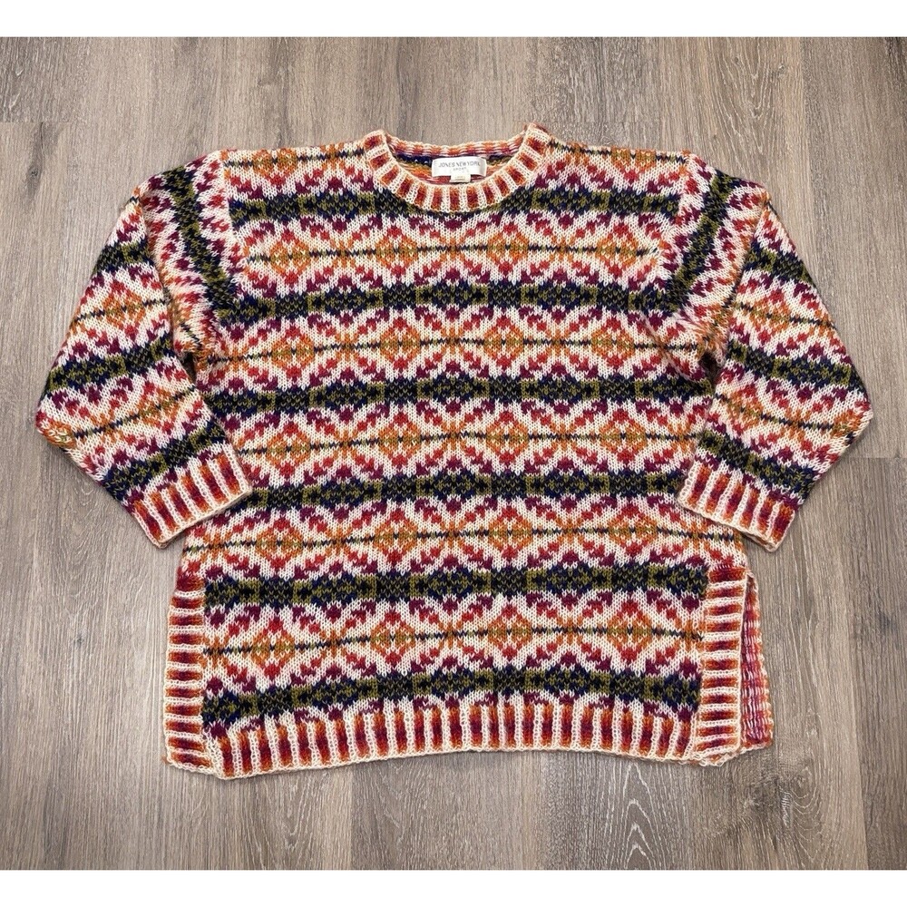 Vintage Jones New York Sweater Mohair Blend Fair Isle Fuzzy 2X